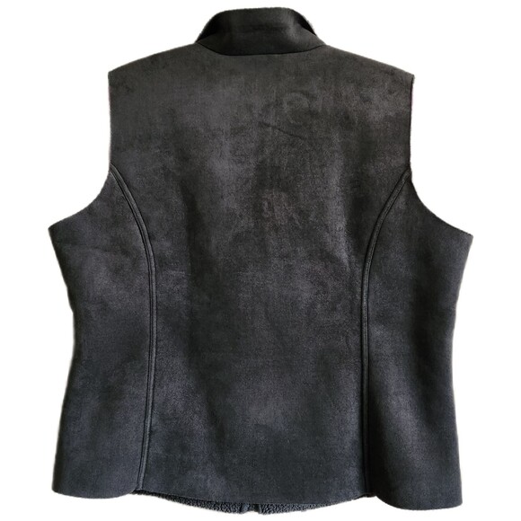 Lands' End Women's Vest Size 1X Gray Faux Suede Sherpa Lined Outdoor Gorpcore - Picture 2 of 8